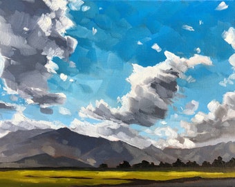 California Oil Painting - 9x12 -Mountain Landscape painting by Sharon Schock