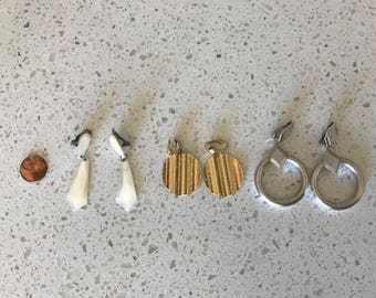 3 Pairs of Vintage Clip-on Earrings