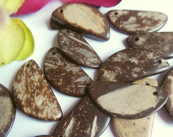 set of 12 semicircle coconut wood beads