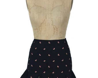 vintage 1990's BETSEY JOHNSON floral mini skirt / black pink / cotton blend / dark floral / low rise / women's vintage skirt / tag size 8