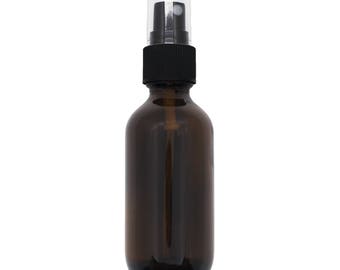2oz Amber Glass Spray Bottle with Black Spray Top
