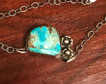 Giant vintage sterling silver turquoise bracelet