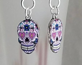 Dia De Los Muertos, day of the dead, sugar skulls earrings.