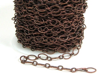 Etched Oval Chain - Antique Copper - CH21 - Choose Your Length