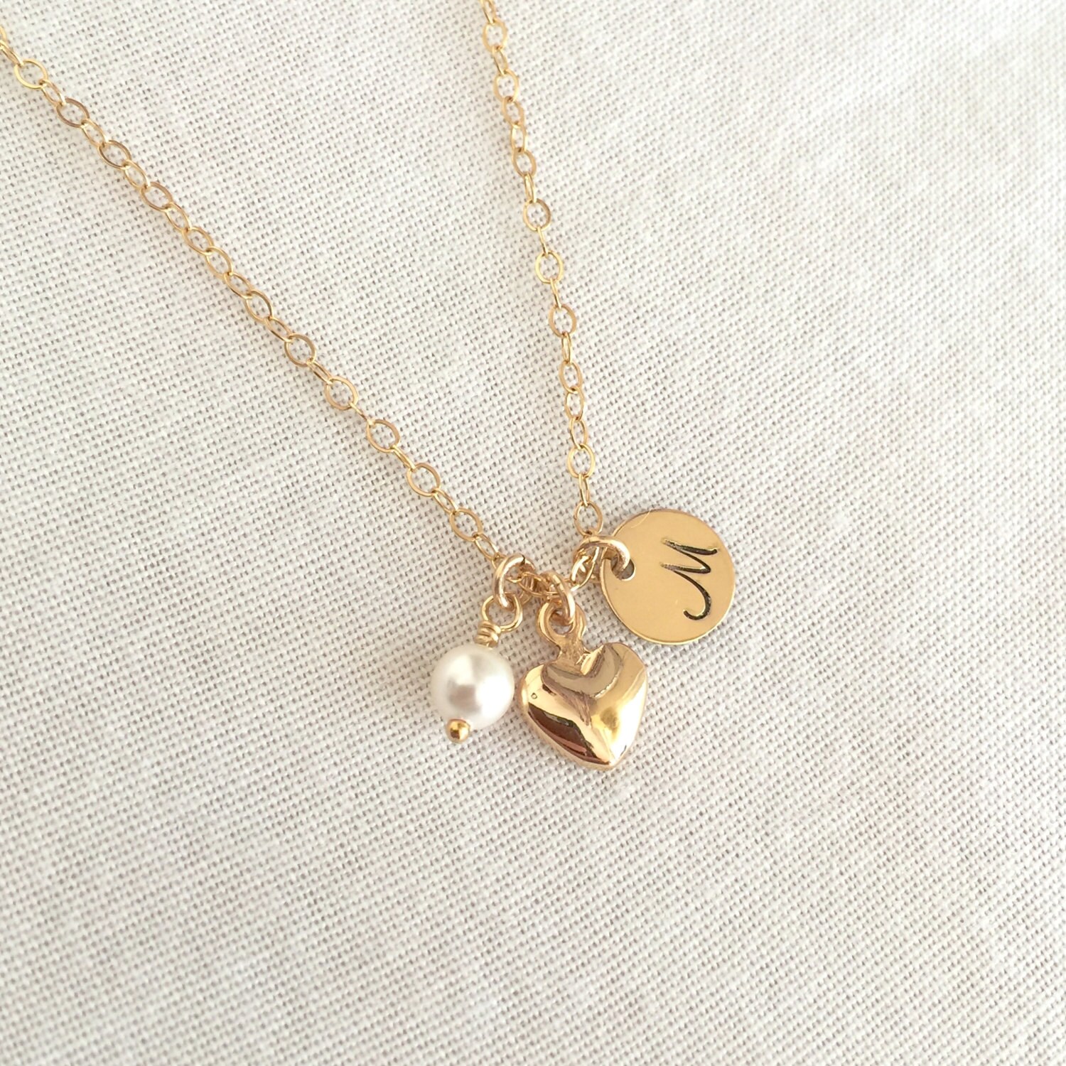 Little Girl Heart Initial Necklace Child Necklace Sterling