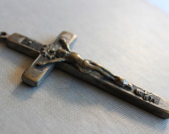 Large Antique Nun's Pectoral Crucifix with Skull and Crossbones