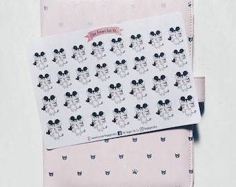 Cute Cat in Mouse Ears Planner Stickers | Planner Stickers, Journal Stickers, Scrapbook, Bullet Journal, BUJO Stickers, Bullet Journal Stick