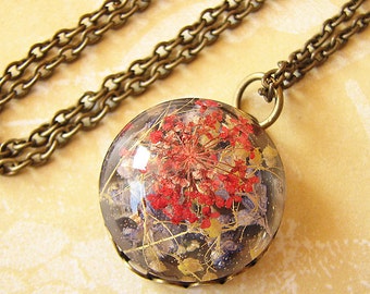 Resin Jewelry Real Flower Necklace Pressed Flower Necklace Botanical Jewelry Real Flower Jewelry Gift For Her