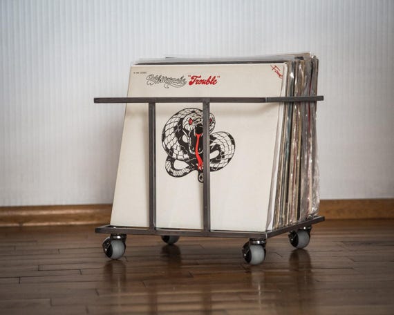 12 Vinyl LP record storage metal crate // minimalistic