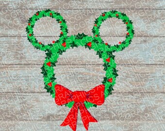 Mickey Christmas Wreath SVG, DXF, JPEG, and Studio Downloads