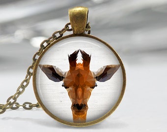 Giraffe Pendant, Giraffe Necklace, Giraffe Art Jewelry, Giraffe Art Pendant, Giraffe Jewelry, Gift, Giraffe Art Pendant, Bronze, Silver, 062