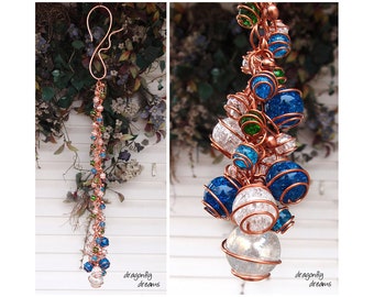 Wind Chimes - Glass Wind Chimes - Copper Wind Chimes - Garden Decor - Copper Garden Art - Glass Garden Art - Outdoor Decor - Garden Art