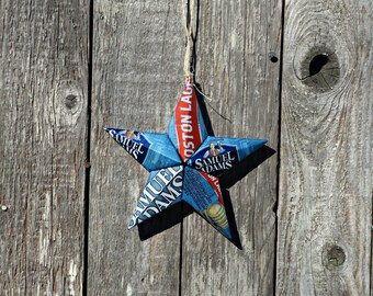 Upcycled Samuel Sam Adams Boston Lager Beer Can Star Ornament