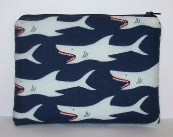 Pipe Pouch, Sharks Pipe Bag, Pipe Case, Padded Pipe Cozy, Padded Pipe Pouch, Shark Pouch, 420, Ocean Animal, Gadget Bag, 7.5" x 6" X LARGE