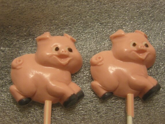 One dozen adorable running pig lollipop suckers