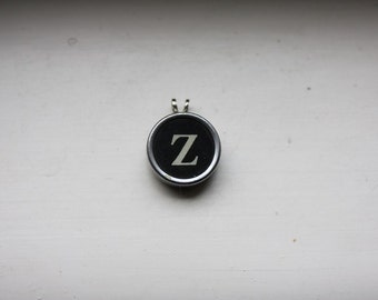 Vintage Typewriter Key Letter Z Pendant on Ball Chain