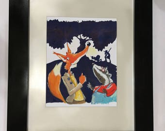Watercolor of popular novel Fantastic Mr. Fox by Roald Dahl