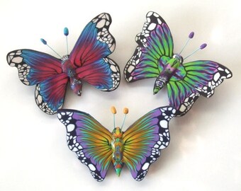 Butterfly Brooches Tutorial, Polymer Clay Tutorial, PDF Tutorial, Butterfly Tutorial, Brooch Tutorial, Code:BBTut.
