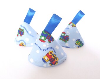 Blue Train Pee Pee TeePee x 3 // Sprinkling Wee Wee Wigwam // Baby Shower, Gift Idea. Newborn Boy.