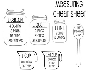 Measurement Cheat Sheet SVG | Kitchen SVG | Measurement SVG | Cutting Board svg | Cut File | Cutting File | Cooking svg
