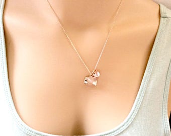 Rose gold Elephant Necklace, Rose gold elephant pendant, persoanlized necklace,elephant jewelry, elephant gift, RELEIN01, bridesmaid gift