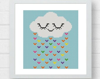 Cloud cross stitch pattern easy cross stitch baby cross stitch rain cross stitch clouds cross stitch Modern Cross Stitch#05-003
