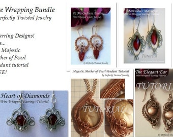 TUTORIALS Four Wire Wrapped, Weaved earring patterns plus a FREE Pendant Pattern, Perfectly Twisted Jewelry tutorials