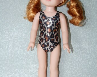 Swimsuit for 14.5" Wellie Wishers or Melissa & Doug Doll Clothes sparkle leopard tkct1154 READY TO SHIP