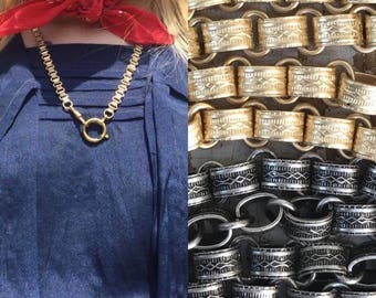 Repro Victorian book chain collar necklace choker 16- 24" Antique Gold or Silver long short charm holder Victorian bookchain Necklace zz