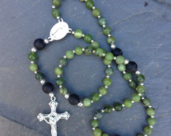 Irish Rosary beads, Connemara marble with Kilkenny marble, Gemstone ,Religious