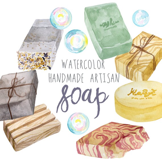 Digital Soap Clip Art Watercolor handmade soaps Artisan soap