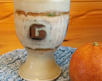 Stoneware Goblet with painted design