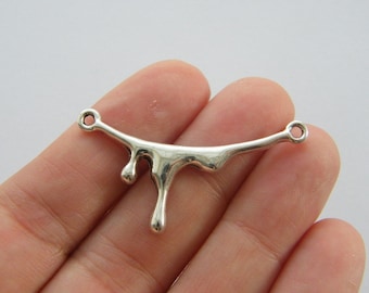 6 Dripping blood connector charms antique silver tone HC52