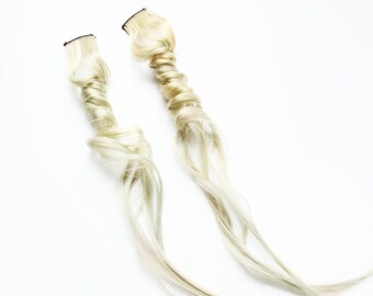 Pastel Green Yellow Hair Extension, Earthy hair Clip In Extension, Scene Hair, 24 inch extension, Emo hair | The Gold Forest