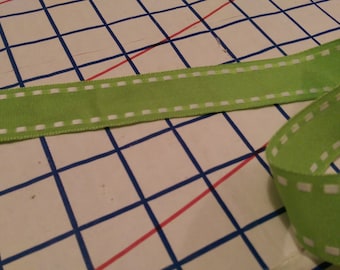 1" Saddle-Stitched Grosgrain Ribbon -- Lime Green
