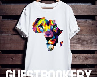 Africa Lion T-shirt - African Clothing - African - Graphic Tees - Nubian - Black Lives Matter - Colorful T-shirt - Africa - Afrocentric