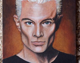 Original Acrylic Painting - 'Spike' 30 x 24cm (approx. 11.8 x 9.5") of a publicity still from Buffy the Vampire Slayer