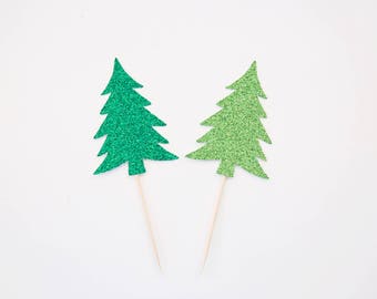 Christmas Tree Cupcake Toppers - Set of 12