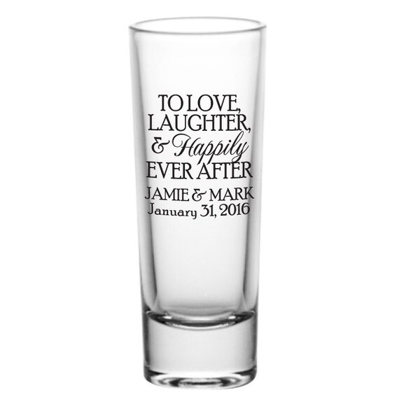 Personalized 2oz Tall Glass Shot Glasses Wedding Favors To
