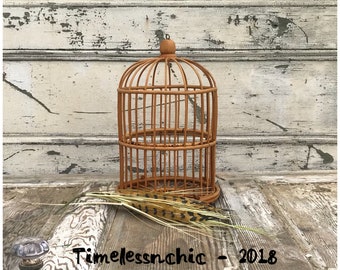 Vintage Decorative Chinese Bamboo Hanging Birdcage - Vintage Birdcage - Wooden Birdcage - Wood Birdcage - Bamboo Bird Cage - Pendant Light -