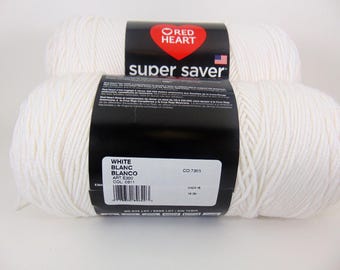 White - Red Heart Super Saver yarn worsted weight - 4090