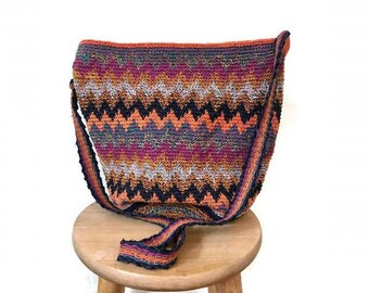 Vintage Colorful Woven bag 1990s ethnic Chevron Bag festival boho hippie Crossbody bag striped 90s zig zag bag