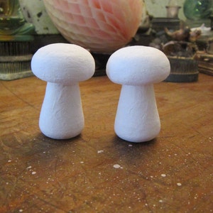 2 extra large spun cotton MUSHROOMS - 2.25 inches tall - 38mm wide