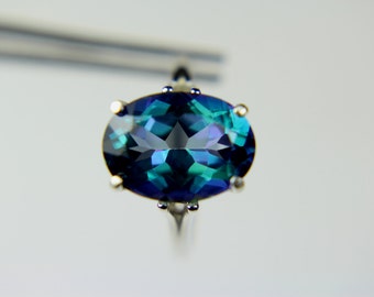 Glorious Genuine Neptune Topaz Oval in Sterling Silver Ring