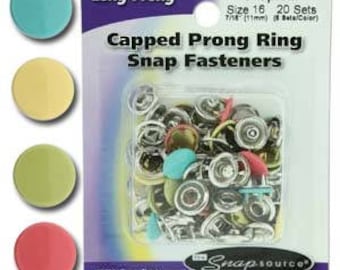 Long Prong Snap Size 16 Fasteners, Prong Capped Mixed Tropical Colors - 20 Fasteners per Order