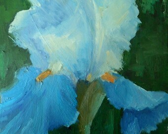 Small Flower Painting, Iris Painting, Floral Oil Painting, 6x8" Floral on Canvas Panel, Free Shipping in US