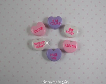 Conversation Hearts - Polymer Clay Beads