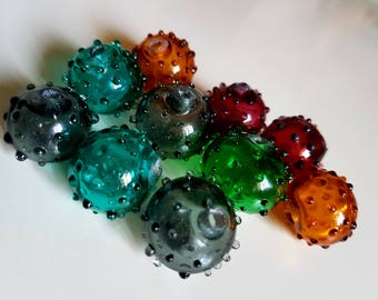 10 pc set hollow glass beads,