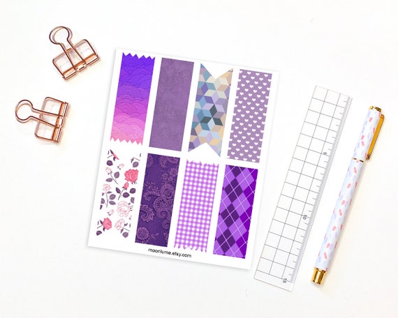 washi tape bullet journal stickers 8 purple planner