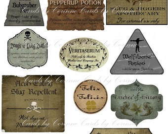 Halloween steampunk potion bottle label sticker set of 8